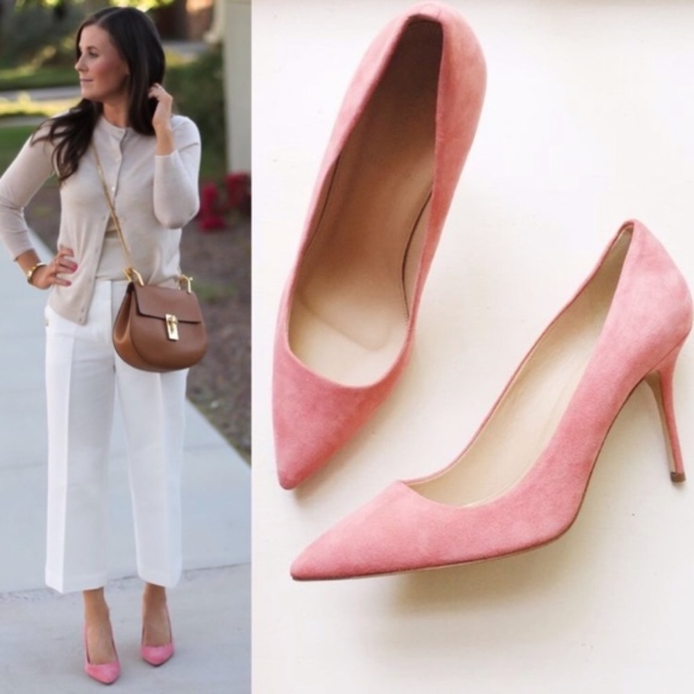 JCREW Pink Suede D’orsay Pumps 6.5 Italy Colette